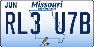 MO license plate RL3U7B