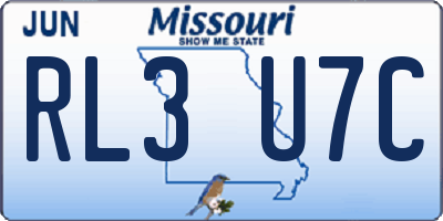 MO license plate RL3U7C