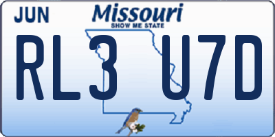 MO license plate RL3U7D