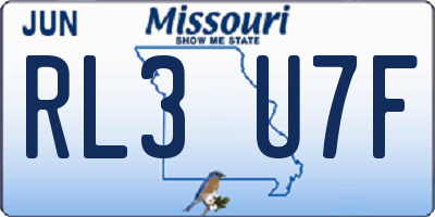 MO license plate RL3U7F