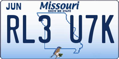 MO license plate RL3U7K