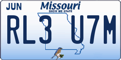 MO license plate RL3U7M