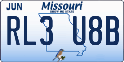 MO license plate RL3U8B