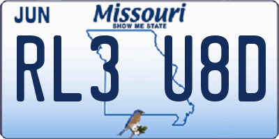 MO license plate RL3U8D