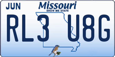 MO license plate RL3U8G