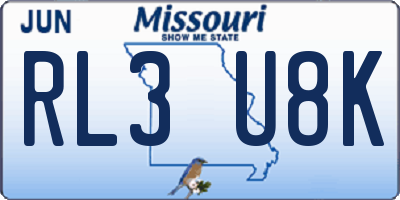 MO license plate RL3U8K