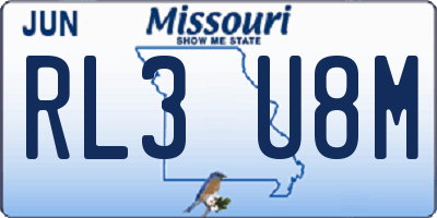 MO license plate RL3U8M