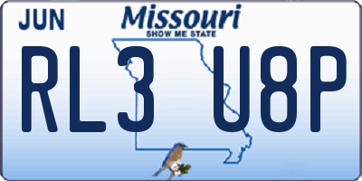MO license plate RL3U8P