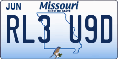 MO license plate RL3U9D