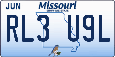 MO license plate RL3U9L