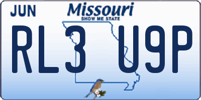 MO license plate RL3U9P