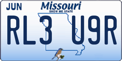 MO license plate RL3U9R