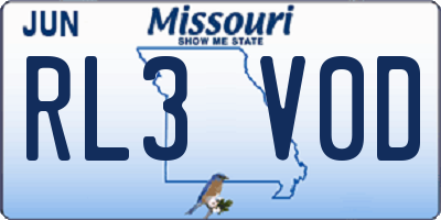 MO license plate RL3V0D