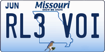 MO license plate RL3V0I