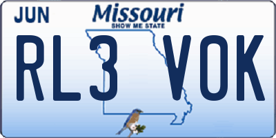 MO license plate RL3V0K