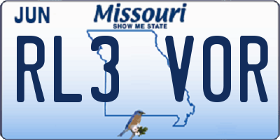 MO license plate RL3V0R