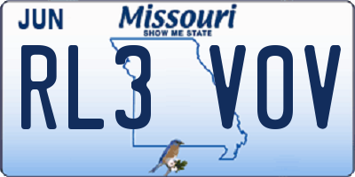 MO license plate RL3V0V