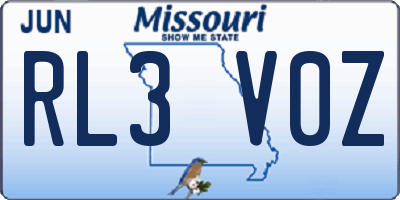 MO license plate RL3V0Z