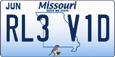 MO license plate RL3V1D