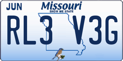 MO license plate RL3V3G