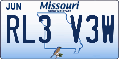 MO license plate RL3V3W