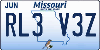 MO license plate RL3V3Z
