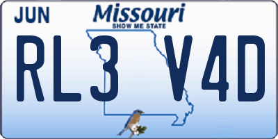 MO license plate RL3V4D