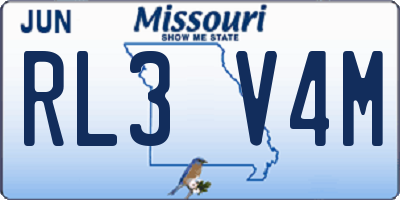 MO license plate RL3V4M
