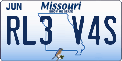 MO license plate RL3V4S