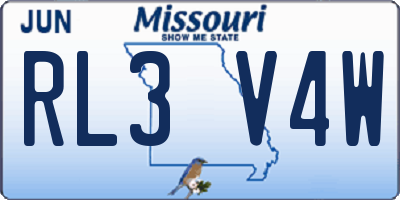MO license plate RL3V4W