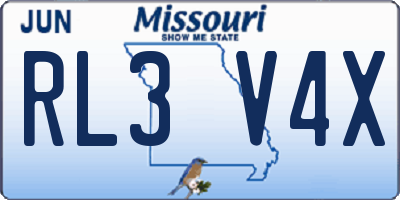 MO license plate RL3V4X