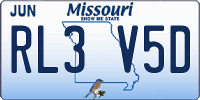 MO license plate RL3V5D