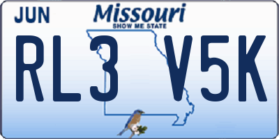 MO license plate RL3V5K