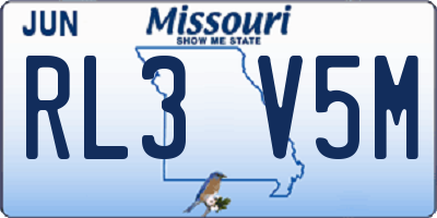 MO license plate RL3V5M