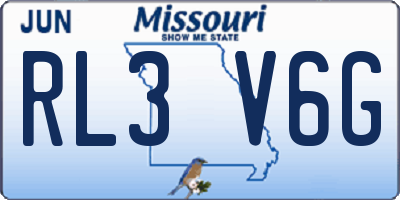 MO license plate RL3V6G