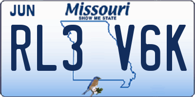 MO license plate RL3V6K