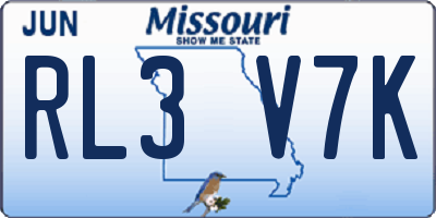 MO license plate RL3V7K