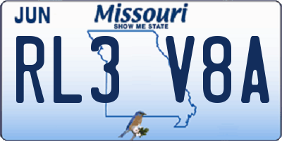 MO license plate RL3V8A