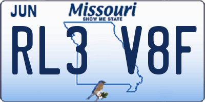 MO license plate RL3V8F