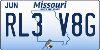 MO license plate RL3V8G