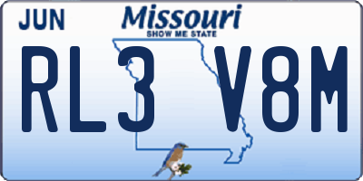 MO license plate RL3V8M