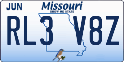 MO license plate RL3V8Z