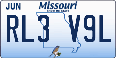 MO license plate RL3V9L