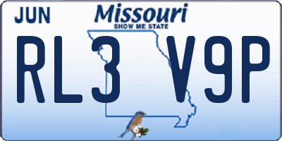 MO license plate RL3V9P