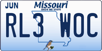 MO license plate RL3W0C