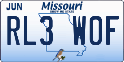 MO license plate RL3W0F