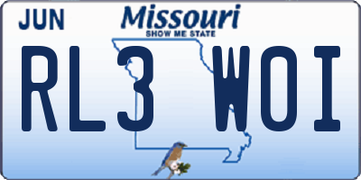 MO license plate RL3W0I