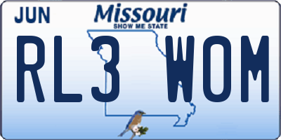MO license plate RL3W0M