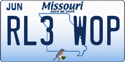 MO license plate RL3W0P