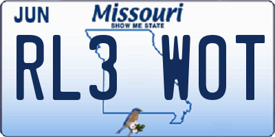 MO license plate RL3W0T